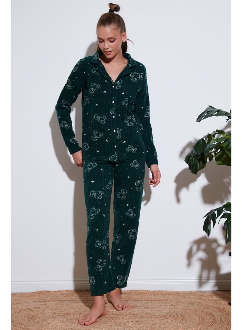 Lela Standard Fit Buttoned Polar Fleece Pajama Set Women's Pajama Set 6095616 - Image 1